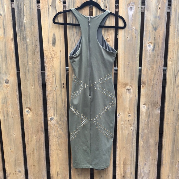 bebe olive and metal midi dress - Picture 2 of 4